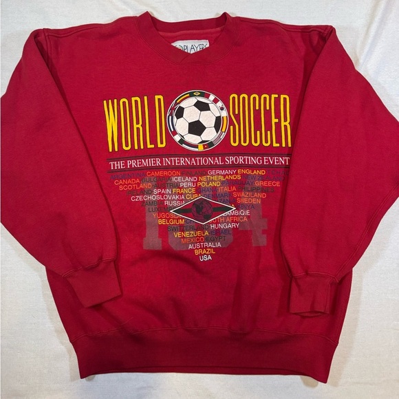 players by van heusen Other - Vintage World Soccer Red Men's Crewneck Sweatshirt